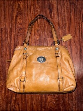 Coach Leather Shoulder Bag with Turn Lock